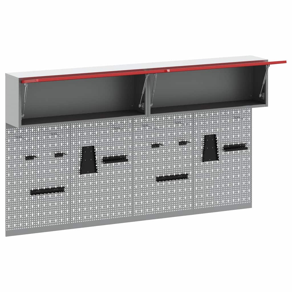 vidaXL Zestaw szafek narzędziowych z półką 6 pcs Czerwony