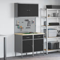vidaXL Szafka robocza 5 szt. Czarny Drewno inżynieryjne i stal