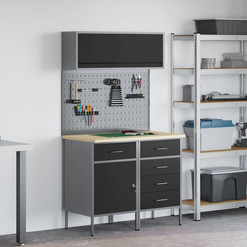 vidaXL Zestaw szafek roboczych z szufladą z półką 5 pcs Czarny