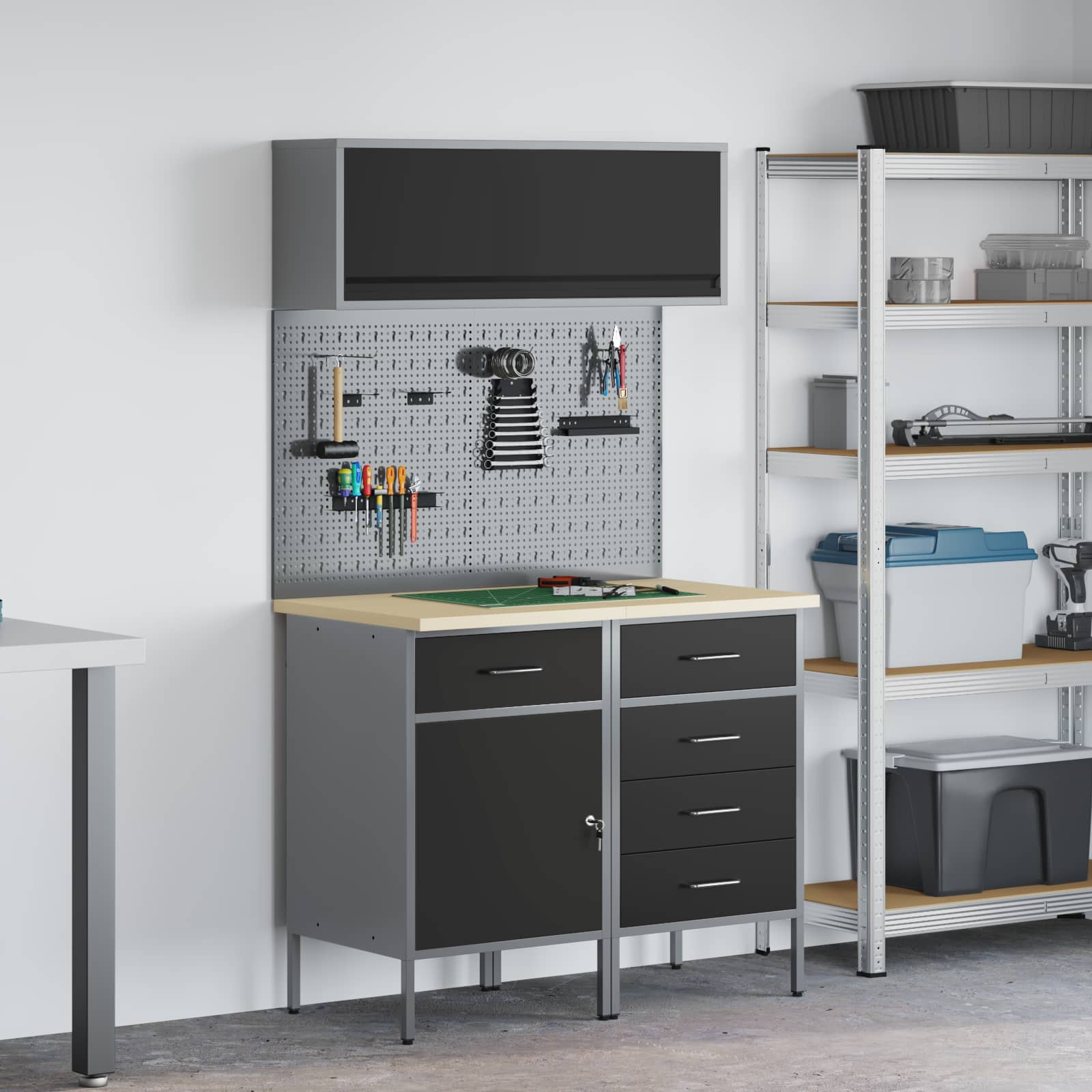 vidaXL Zestaw szafek roboczych z szufladą z półką 5 pcs Czarny