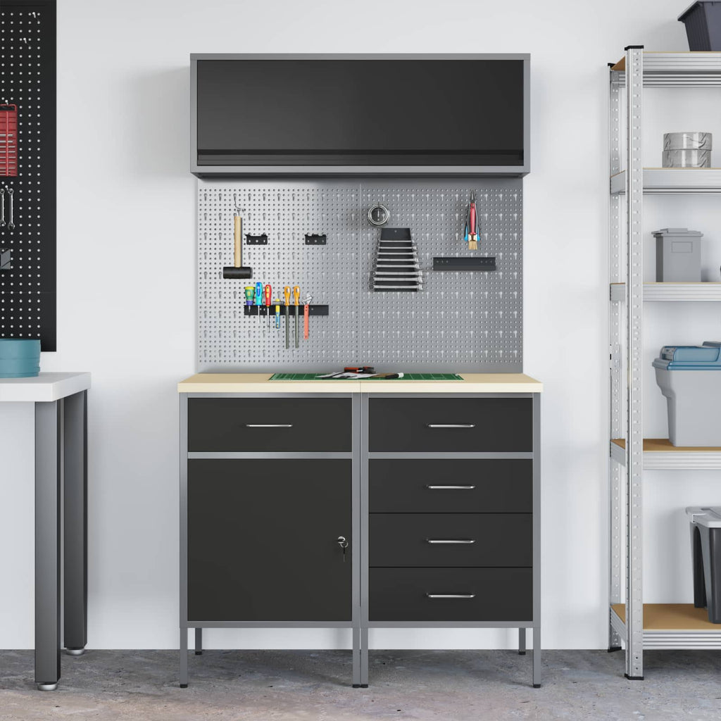 vidaXL Zestaw szafek roboczych z szufladą z półką 5 pcs Czarny
