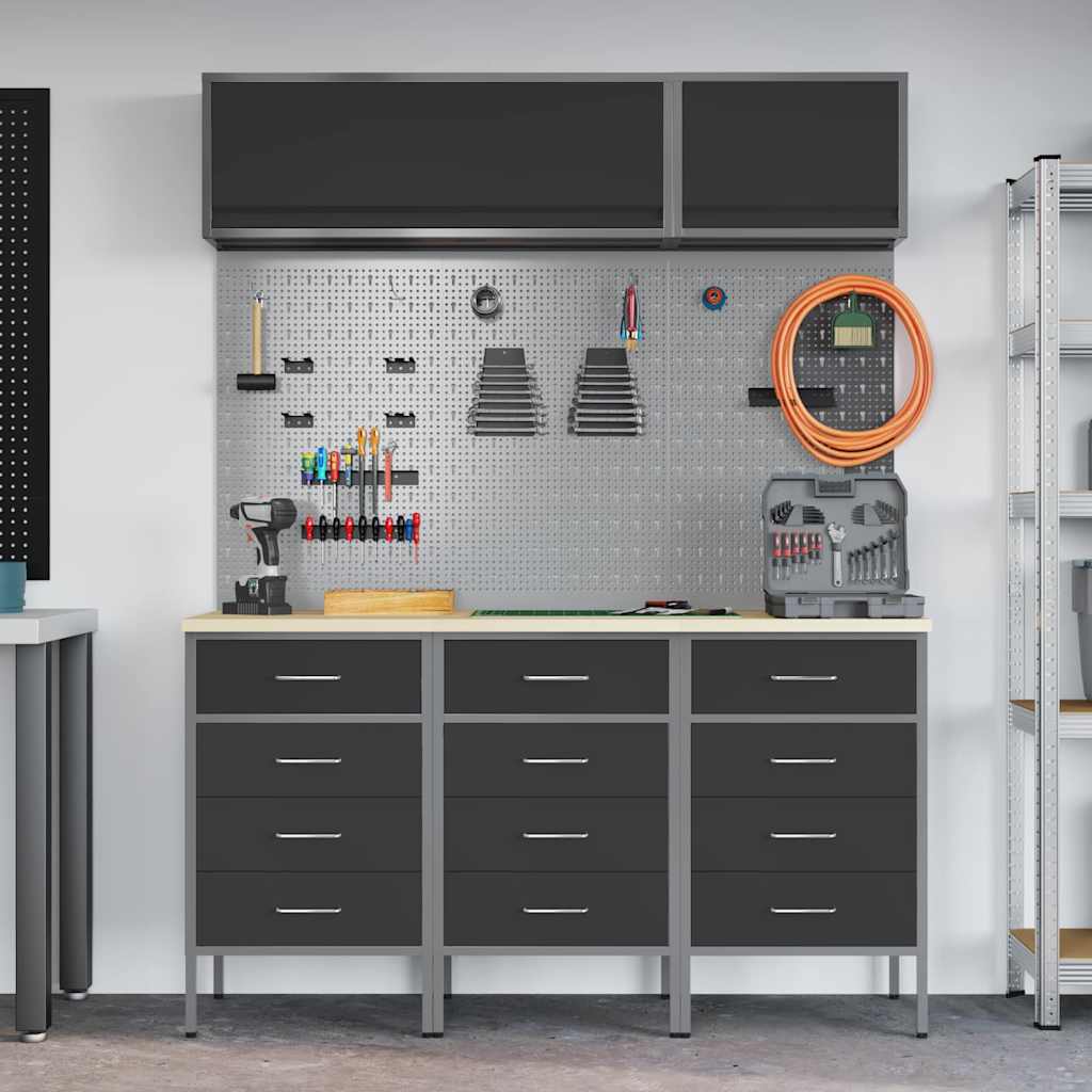 vidaXL Zestaw szafek roboczych z szufladą 8 pcs Czarny