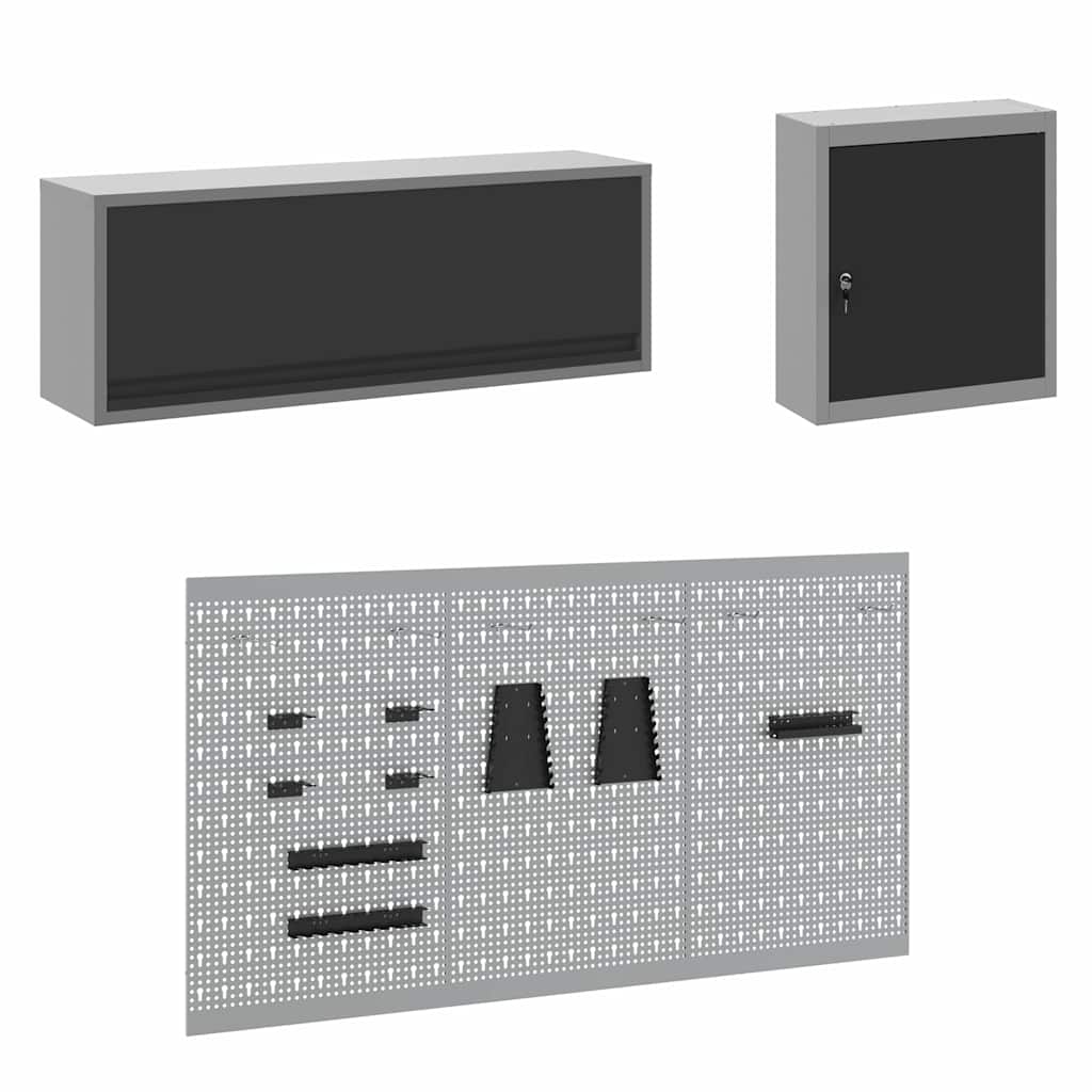 vidaXL Zestaw szafek roboczych z szufladą 8 pcs Czarny