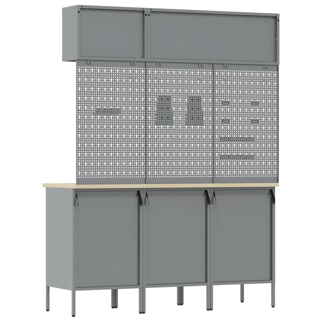 vidaXL Zestaw szafek roboczych z szufladą Z blokadą 8 pcs Czerwony