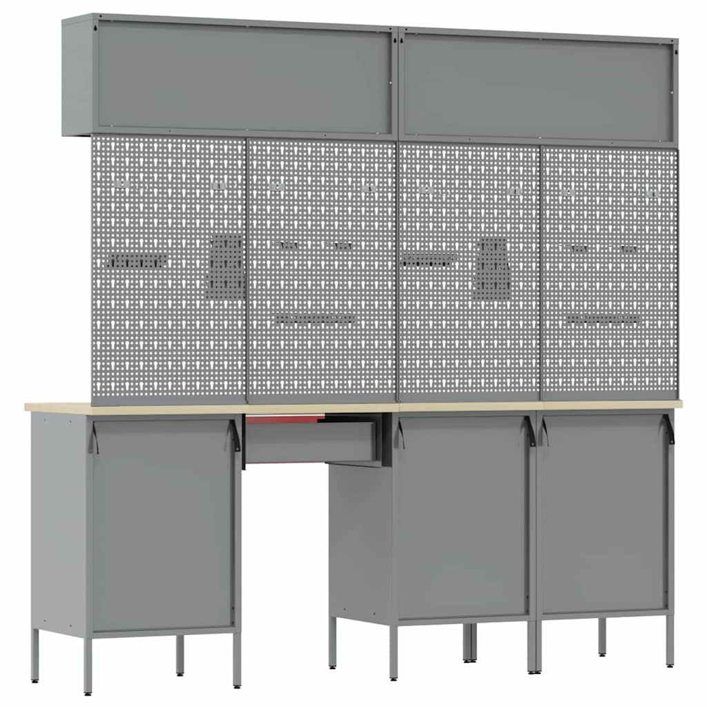 vidaXL Zestaw szafek roboczych z szufladą Z blokadą 10 pcs Czerwony