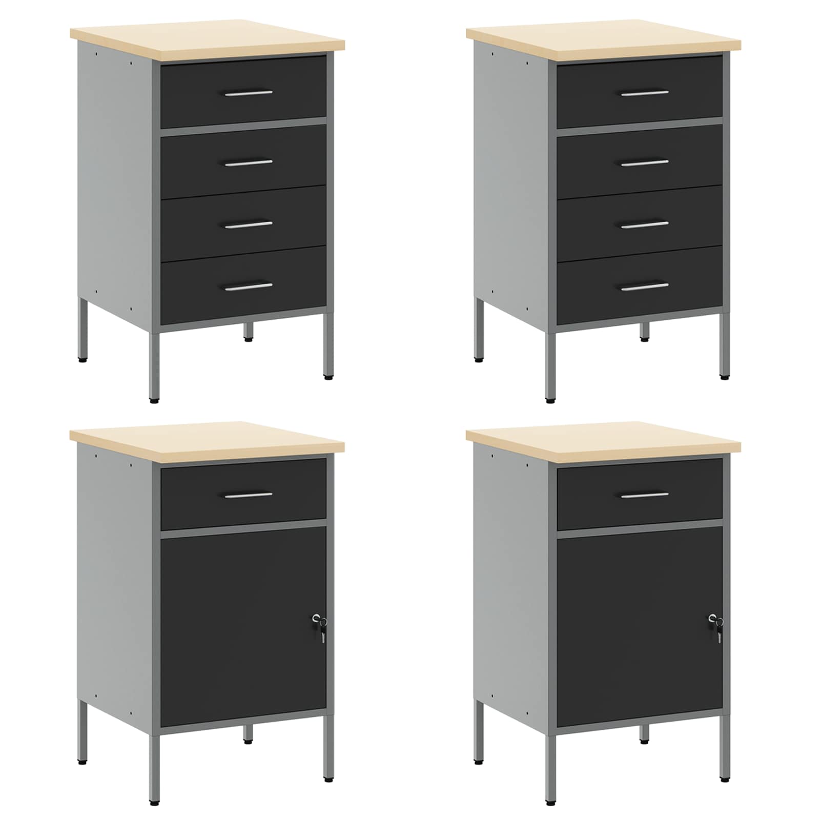 vidaXL Szafka robocza 10 szt. Czarny Drewno inżynieryjne i stal