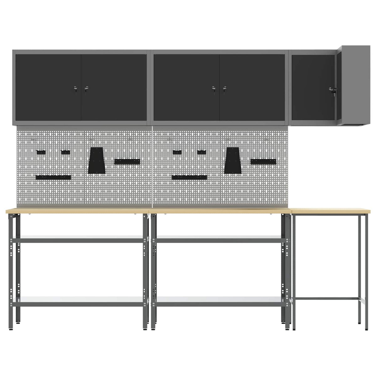 vidaXL Zestaw szafek roboczych z półką 10 szt. Czarny i szary