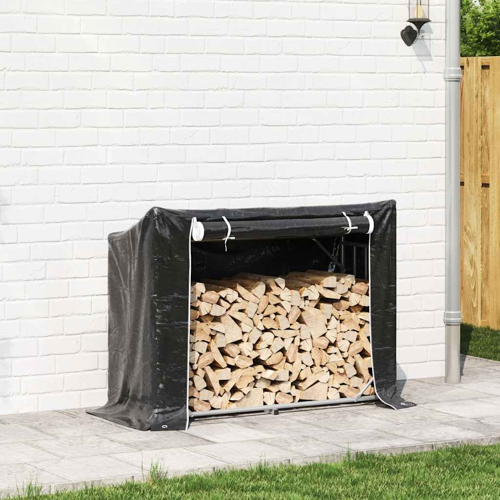 vidaXL Stojak na drewno opałowe z drutem stalowym, 151x60,5x110,5 cm