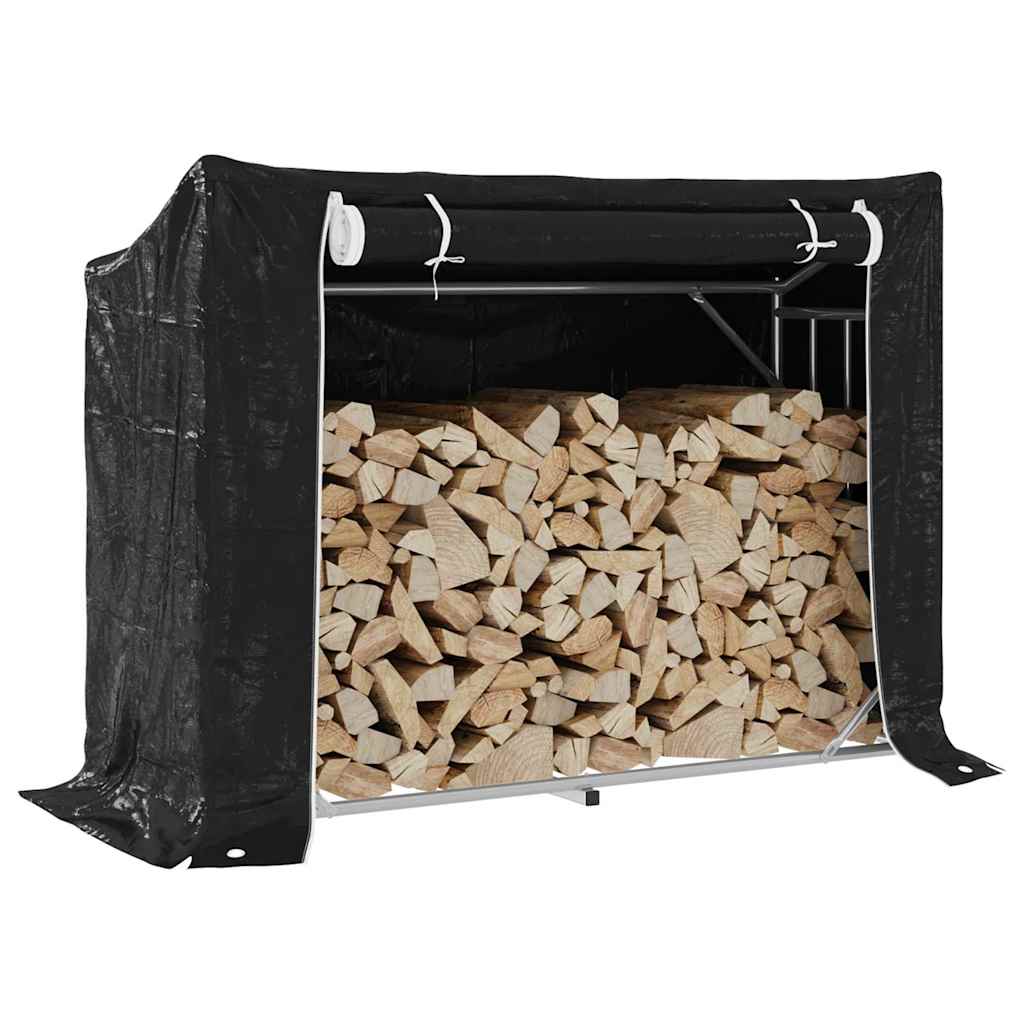 vidaXL Stojak na drewno opałowe z drutem stalowym, 151x60,5x110,5 cm
