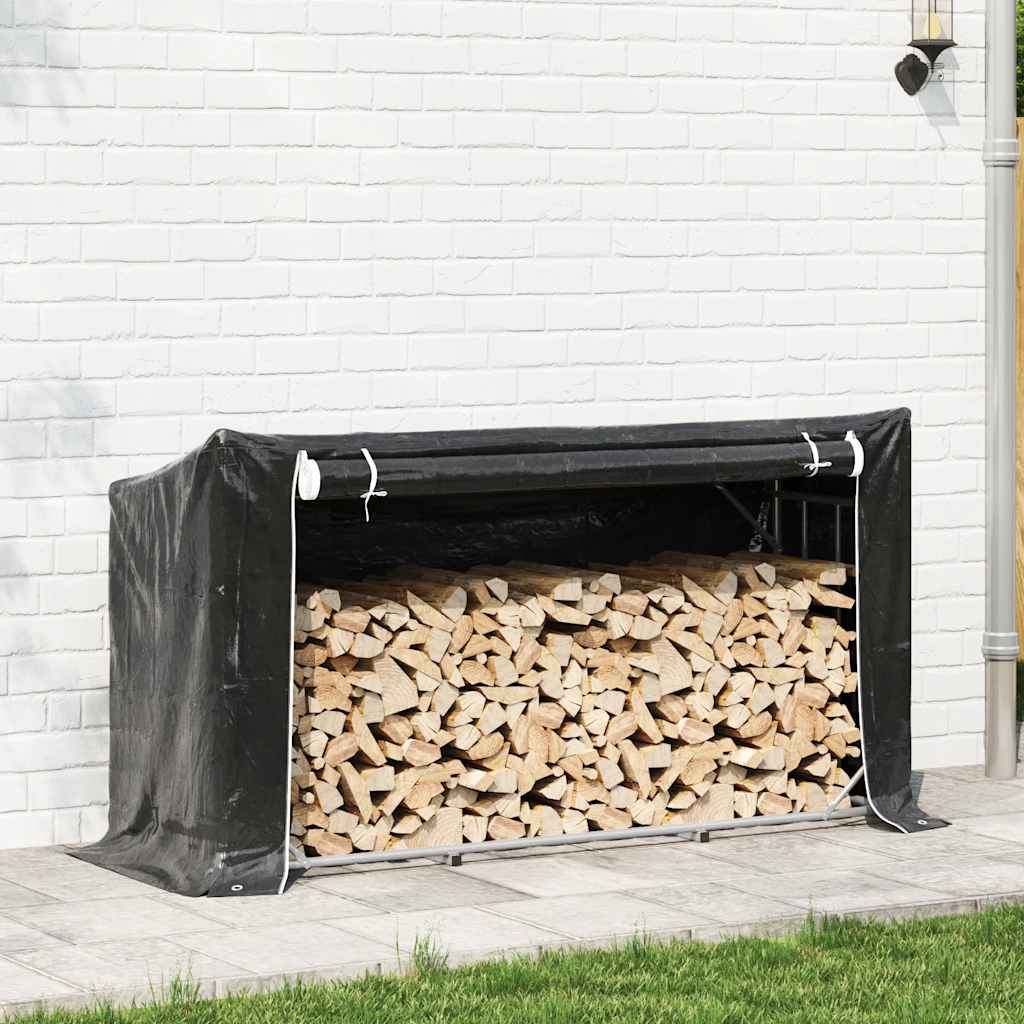 vidaXL Stojak na drewno opałowe z drutem stalowym, 200,5x60,5x110,5 cm