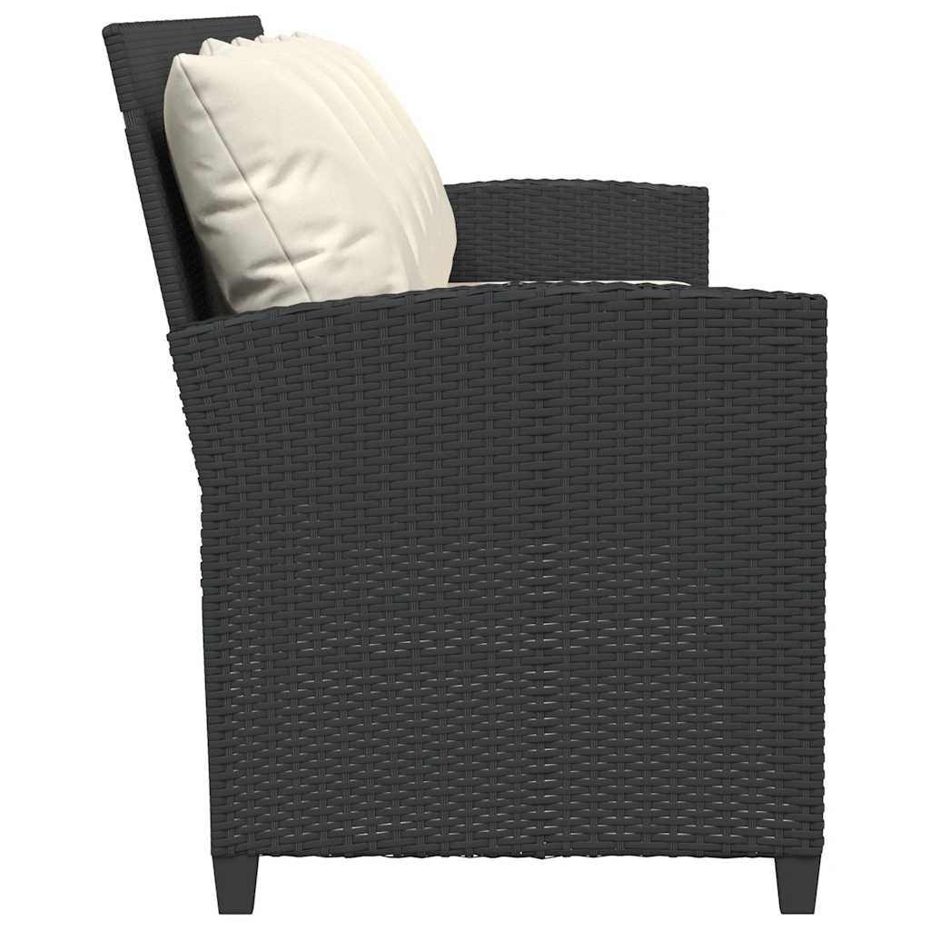 vidaXL Sofa ogrodowa 5-osobowa z poduszkami Czarny polirattan