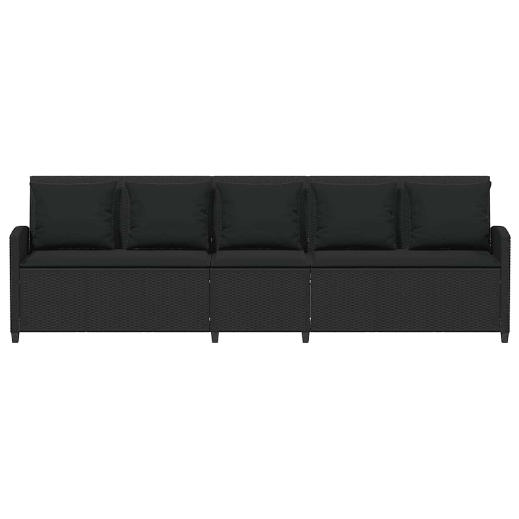 vidaXL Sofa ogrodowa 5-osobowa z poduszkami Czarny polirattan