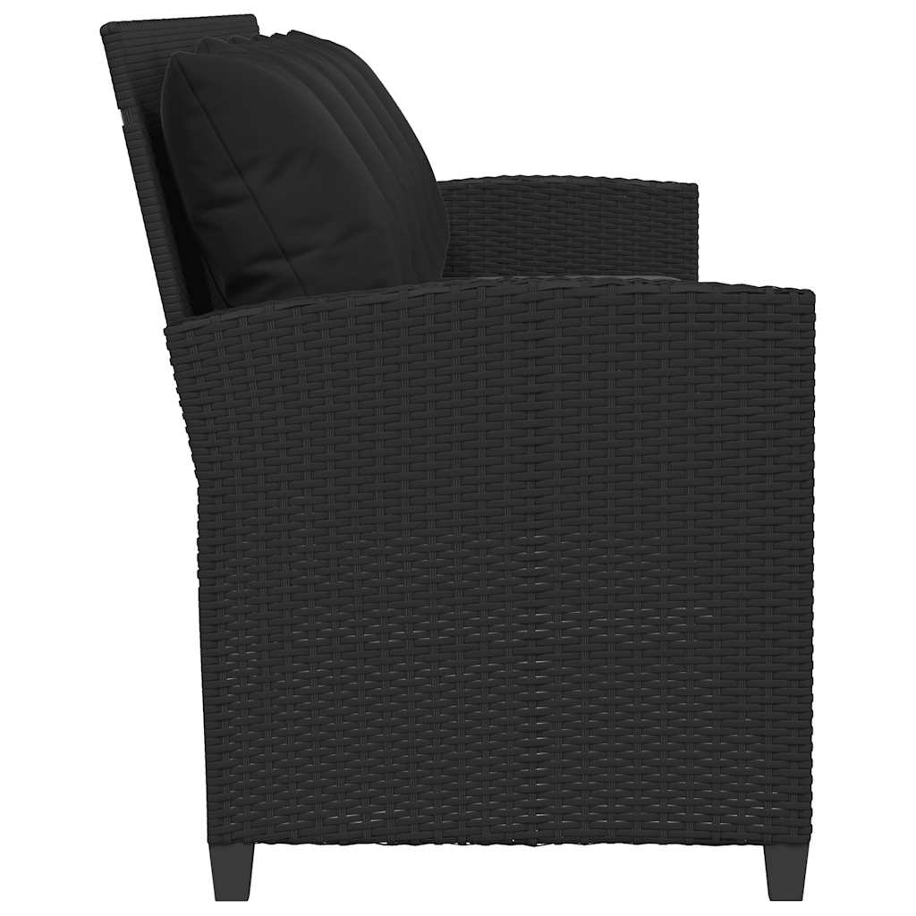 vidaXL Sofa ogrodowa 5-osobowa z poduszkami Czarny polirattan