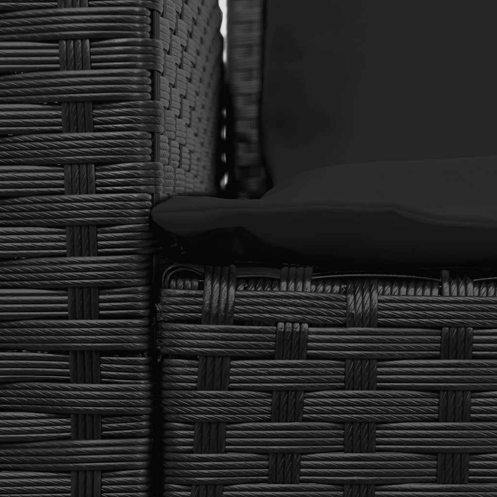 vidaXL Sofa ogrodowa 5-osobowa z poduszkami Czarny polirattan