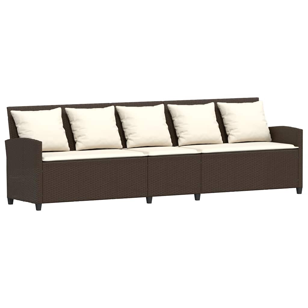 vidaXL Sofa ogrodowa 5-osobowa z poduszkami Brązowy polirattan