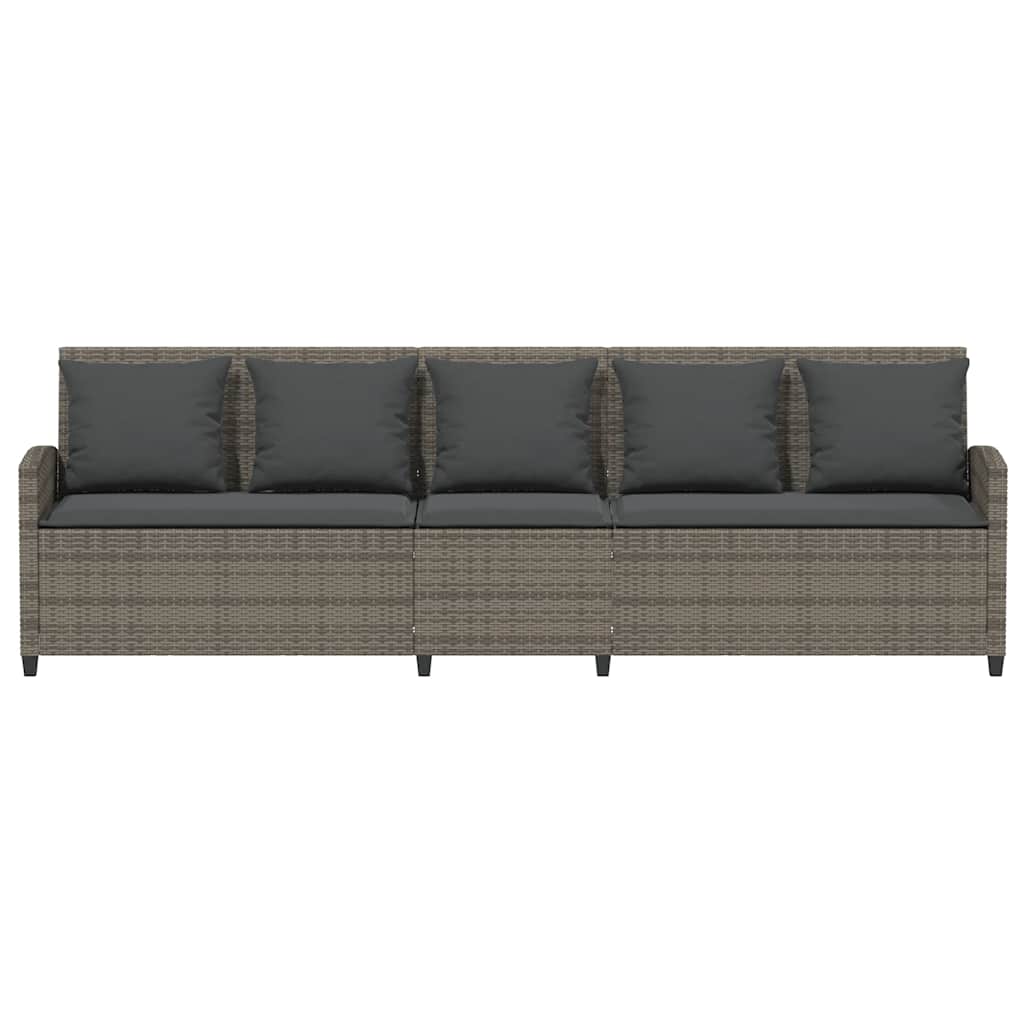 vidaXL Sofa ogrodowa 5-osobowa z poduszkami Szary polirattan