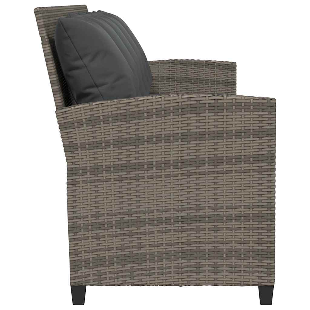 vidaXL Sofa ogrodowa 5-osobowa z poduszkami Szary polirattan