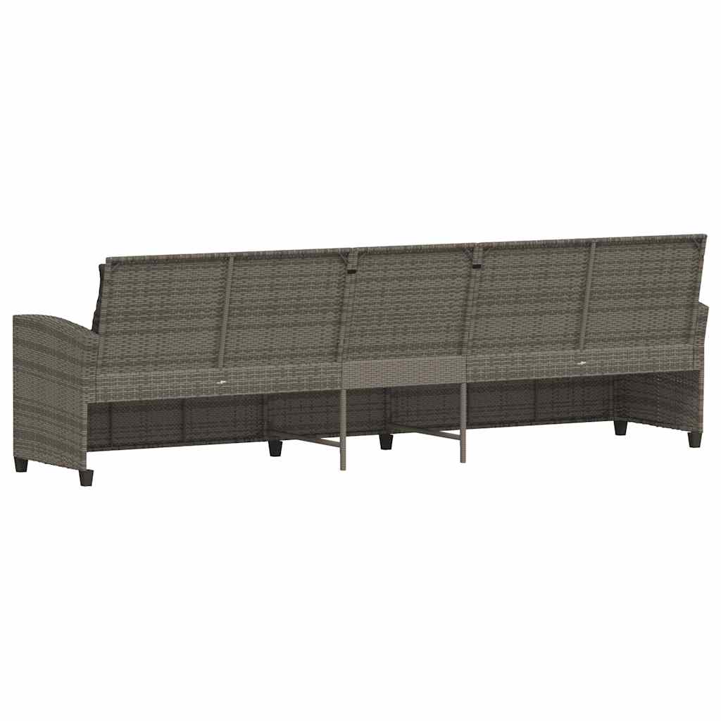 vidaXL Sofa ogrodowa 5-osobowa z poduszkami Szary polirattan