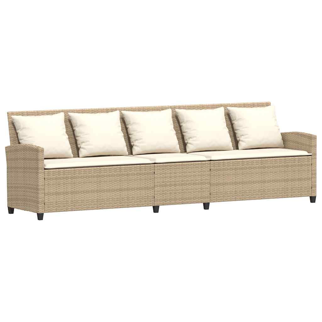 vidaXL Sofa ogrodowa 5-osobowa z poduszkami beżowy polirattan