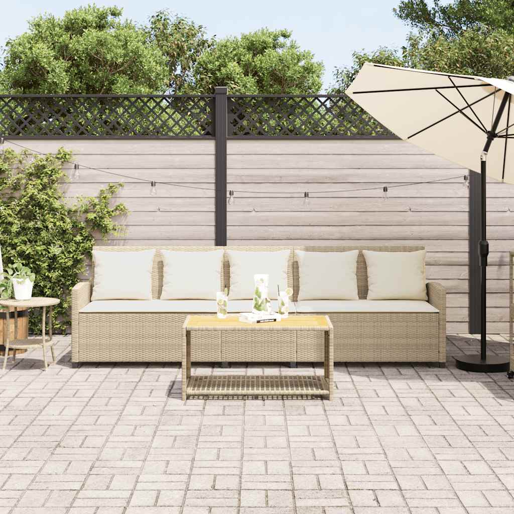 vidaXL Sofa ogrodowa 5-osobowa z poduszkami beżowy polirattan