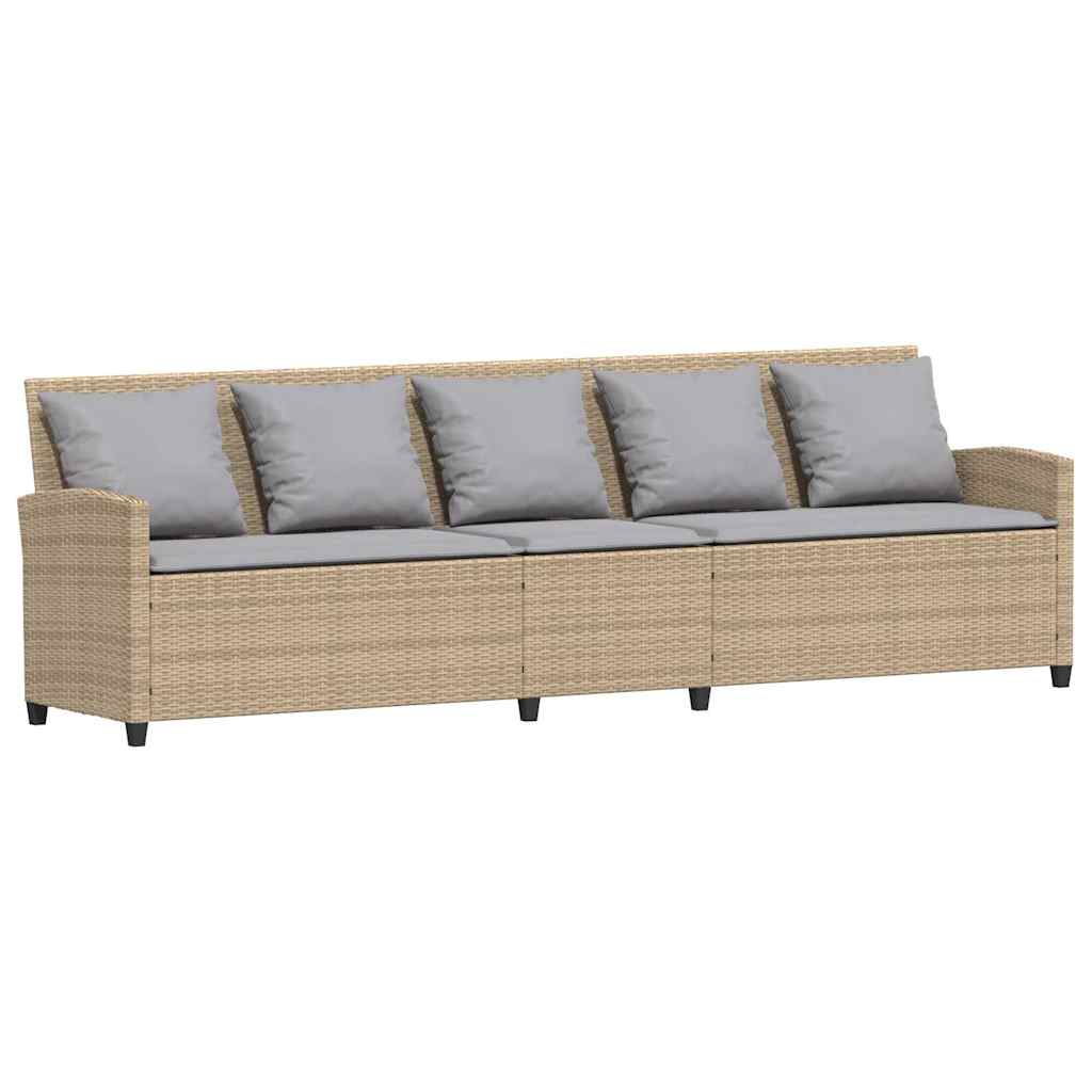 vidaXL Sofa ogrodowa 5-osobowa z poduszkami beżowy polirattan