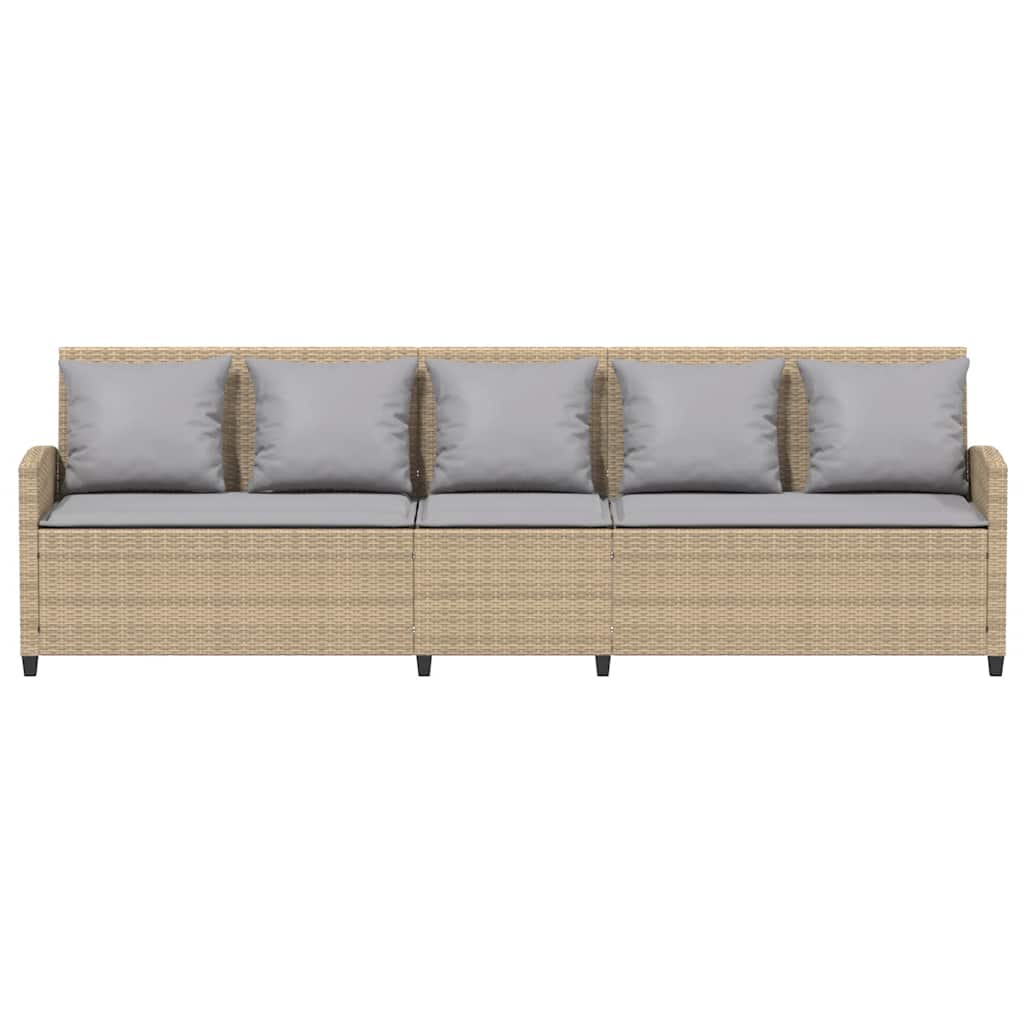 vidaXL Sofa ogrodowa 5-osobowa z poduszkami beżowy polirattan