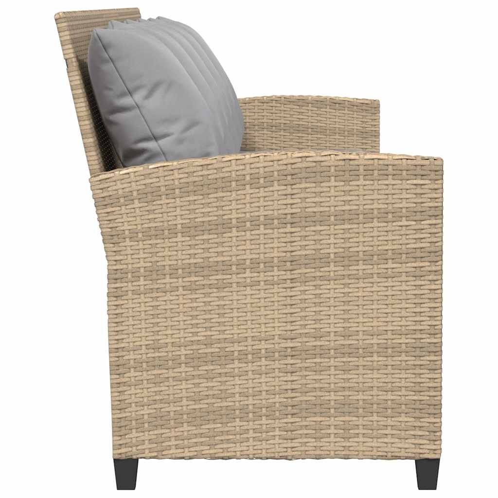 vidaXL Sofa ogrodowa 5-osobowa z poduszkami beżowy polirattan