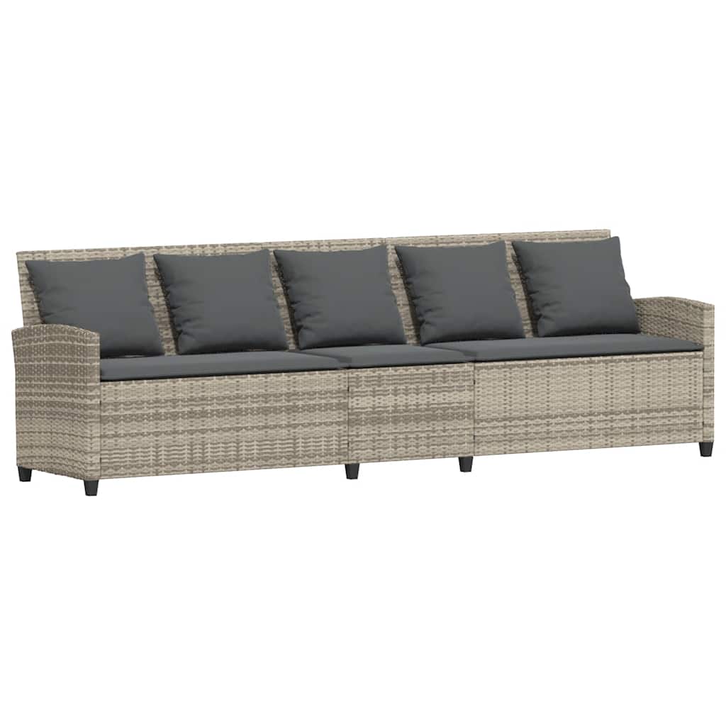 vidaXL Sofa ogrodowa 5-osobowa z poduszkami Jasnoszary polirattan