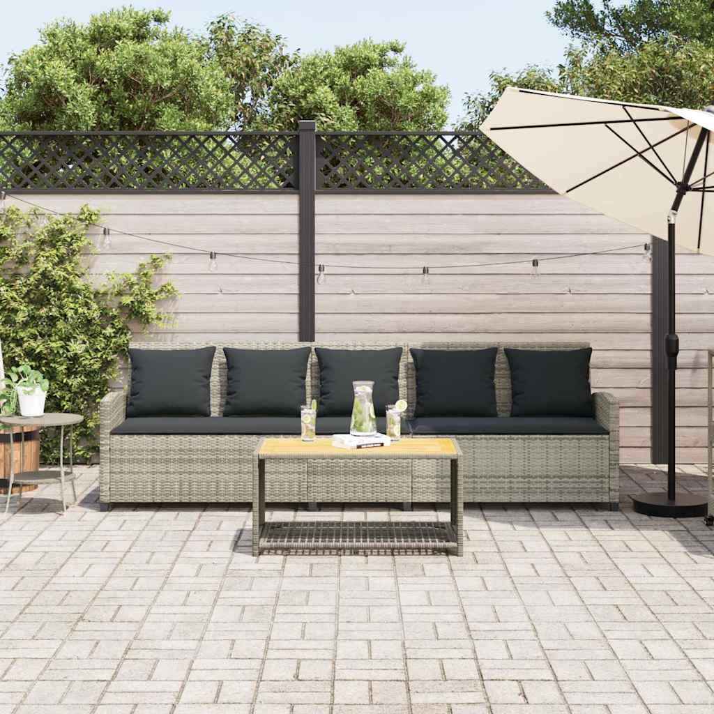 vidaXL Sofa ogrodowa 5-osobowa z poduszkami Jasnoszary polirattan