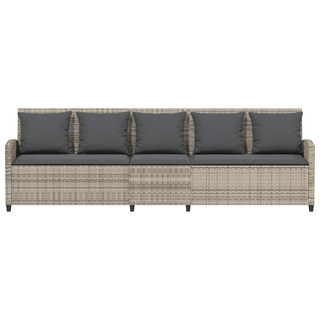 vidaXL Sofa ogrodowa 5-osobowa z poduszkami Jasnoszary polirattan