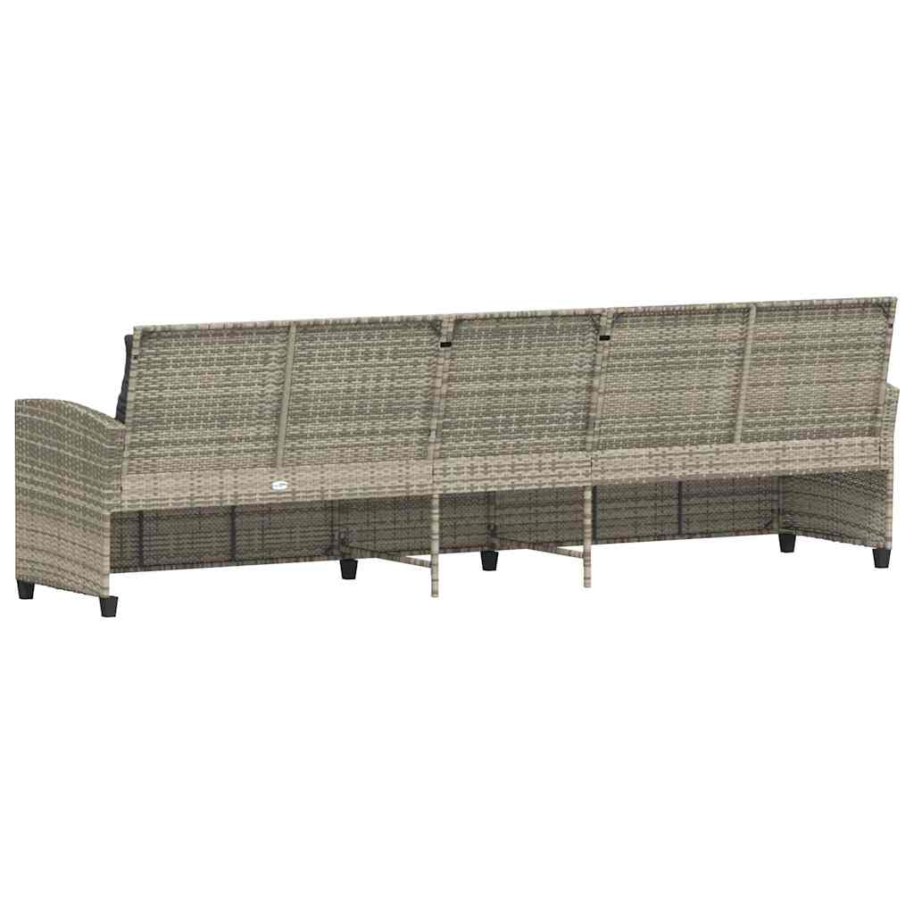vidaXL Sofa ogrodowa 5-osobowa z poduszkami Jasnoszary polirattan