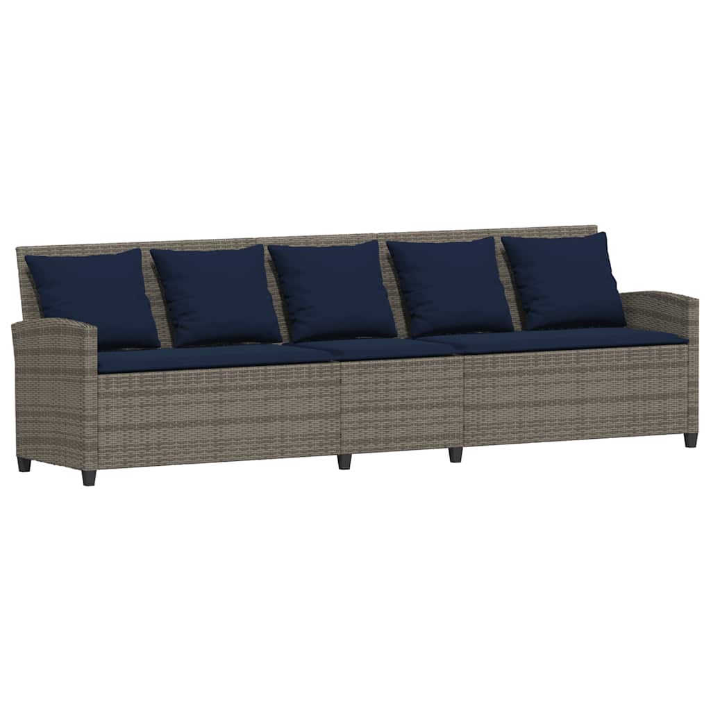 vidaXL Sofa ogrodowa 5-osobowa z poduszkami Szary polirattan
