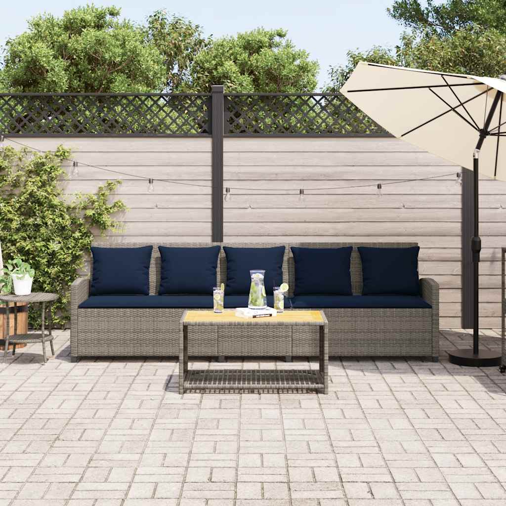 vidaXL Sofa ogrodowa 5-osobowa z poduszkami Szary polirattan