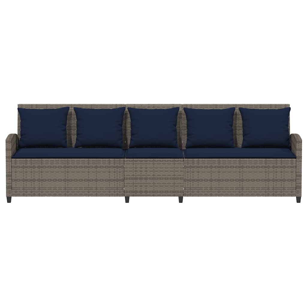 vidaXL Sofa ogrodowa 5-osobowa z poduszkami Szary polirattan