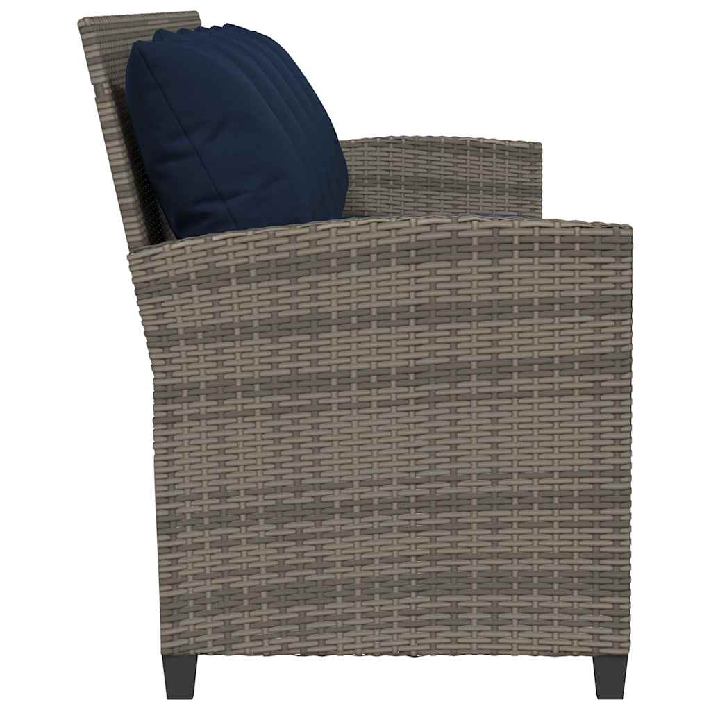 vidaXL Sofa ogrodowa 5-osobowa z poduszkami Szary polirattan