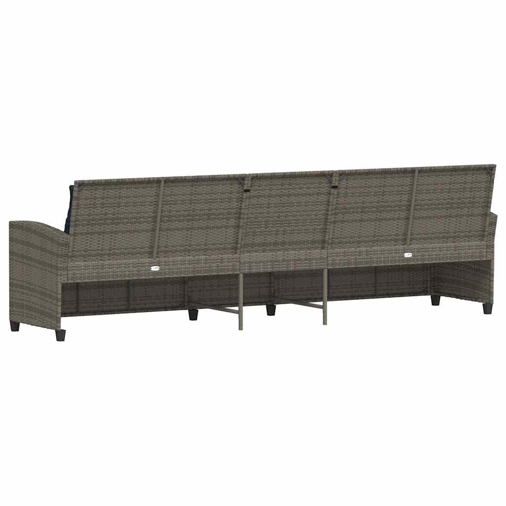 vidaXL Sofa ogrodowa 5-osobowa z poduszkami Szary polirattan