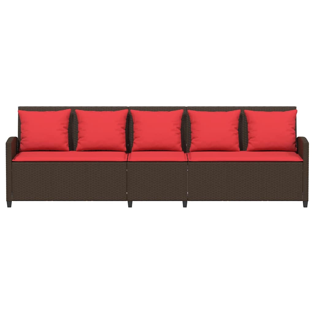vidaXL Sofa ogrodowa 5-osobowa z poduszkami Brązowy polirattan