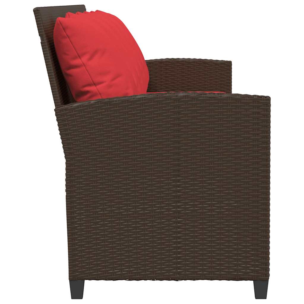 vidaXL Sofa ogrodowa 5-osobowa z poduszkami Brązowy polirattan