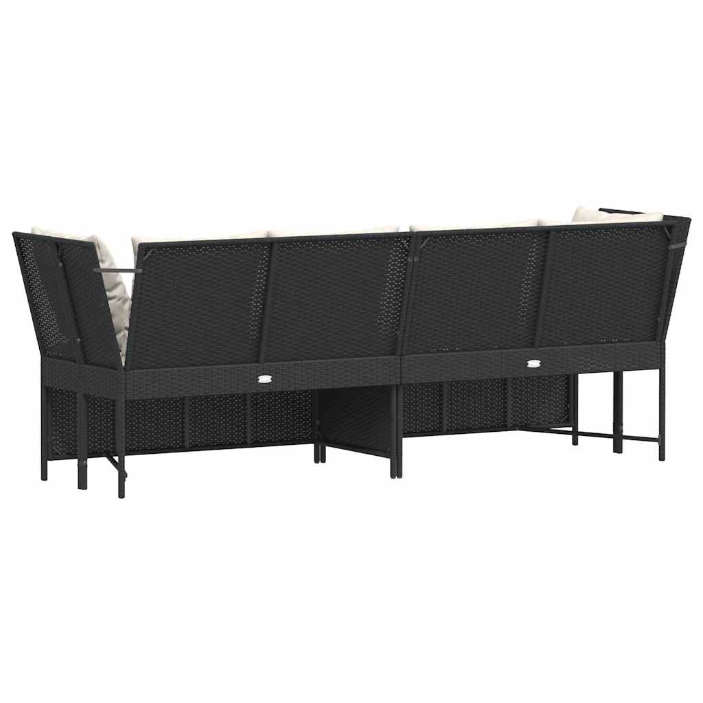 vidaXL Fotel ogrodowy z poduszkami, rattan PE, czarny