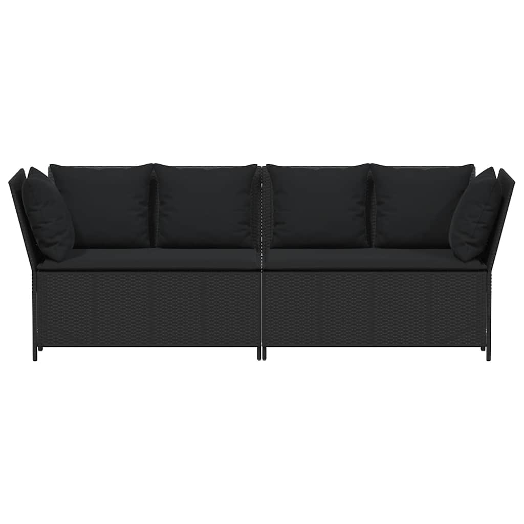 vidaXL Fotel ogrodowy z poduszkami, rattan PE, czarny