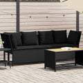 vidaXL Fotel ogrodowy z poduszkami, rattan PE, czarny
