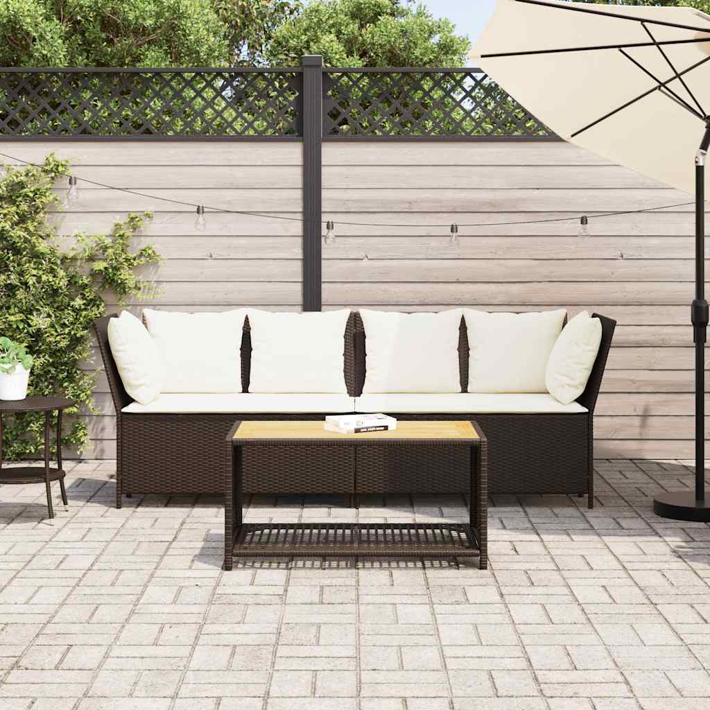 vidaXL Sofa ogrodowa z poduszkami Brązowy polirattan