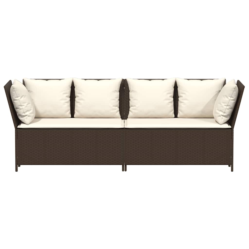 vidaXL Sofa ogrodowa z poduszkami Brązowy polirattan