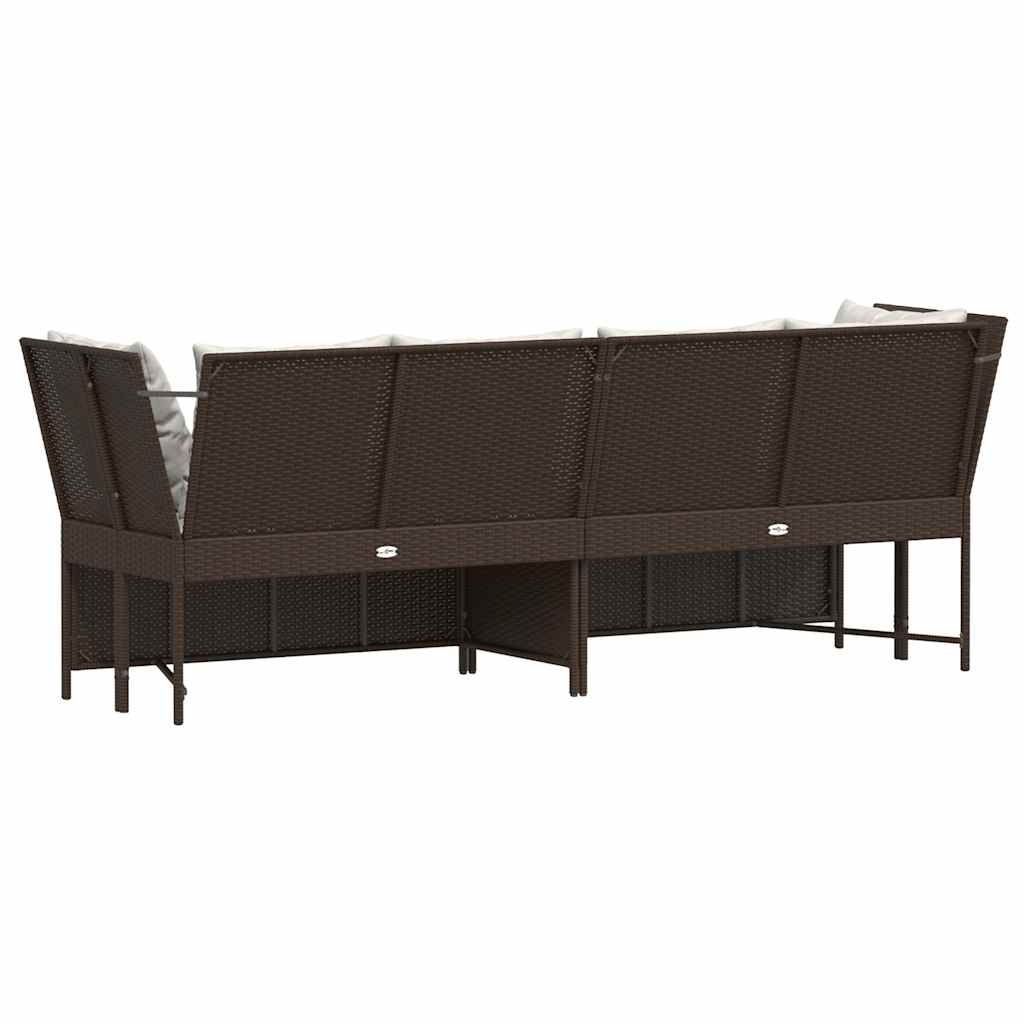 vidaXL Sofa ogrodowa z poduszkami Brązowy polirattan