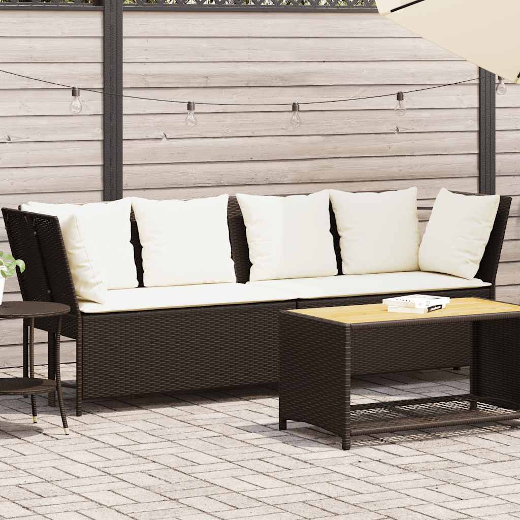 vidaXL Sofa ogrodowa z poduszkami Brązowy polirattan