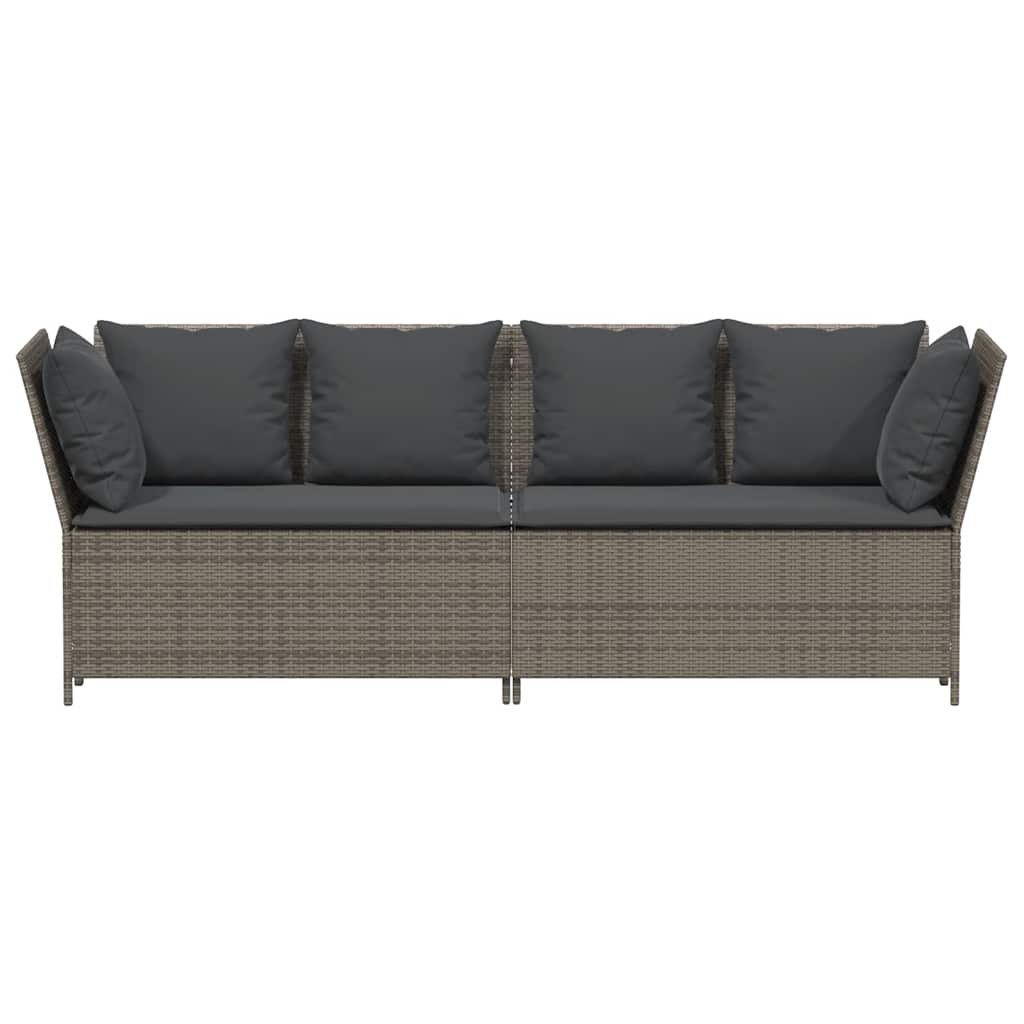 vidaXL Sofa ogrodowa z poduszkami, szara, polirattanowa