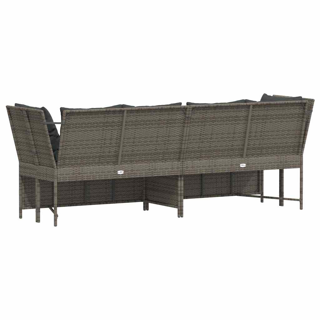 vidaXL Sofa ogrodowa z poduszkami, szara, polirattanowa