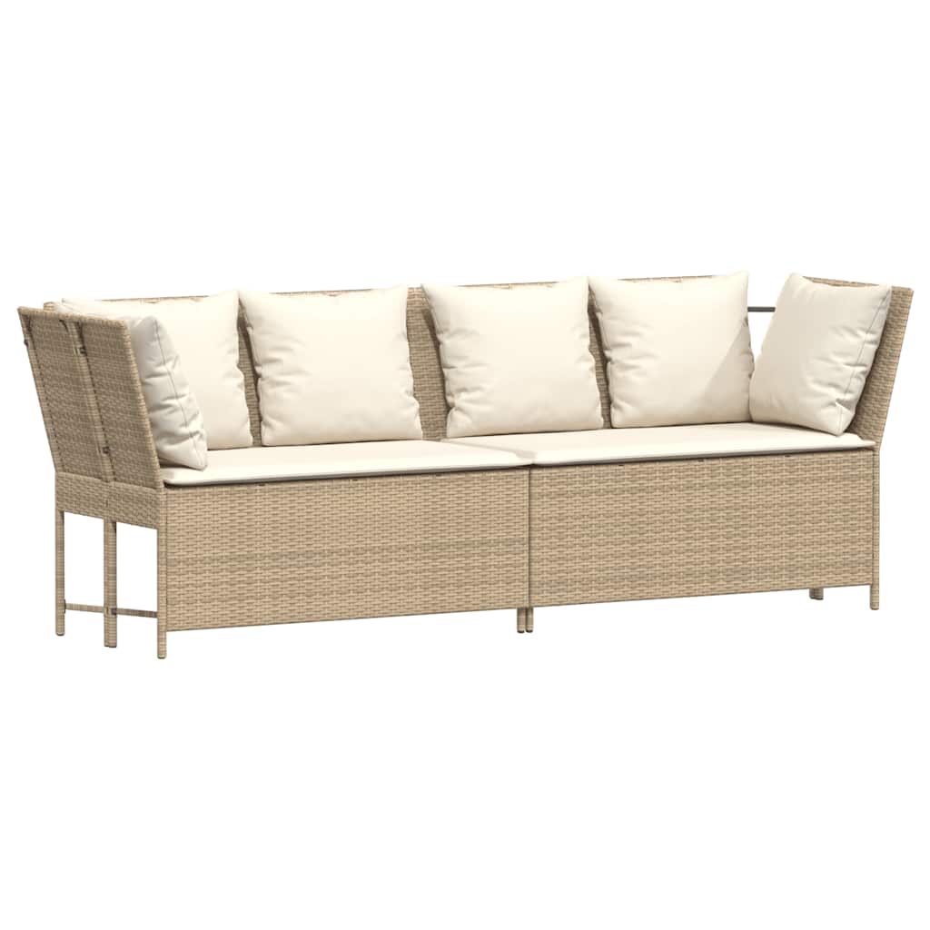 vidaXL Sofa ogrodowa z poduszkami beżowy polirattan