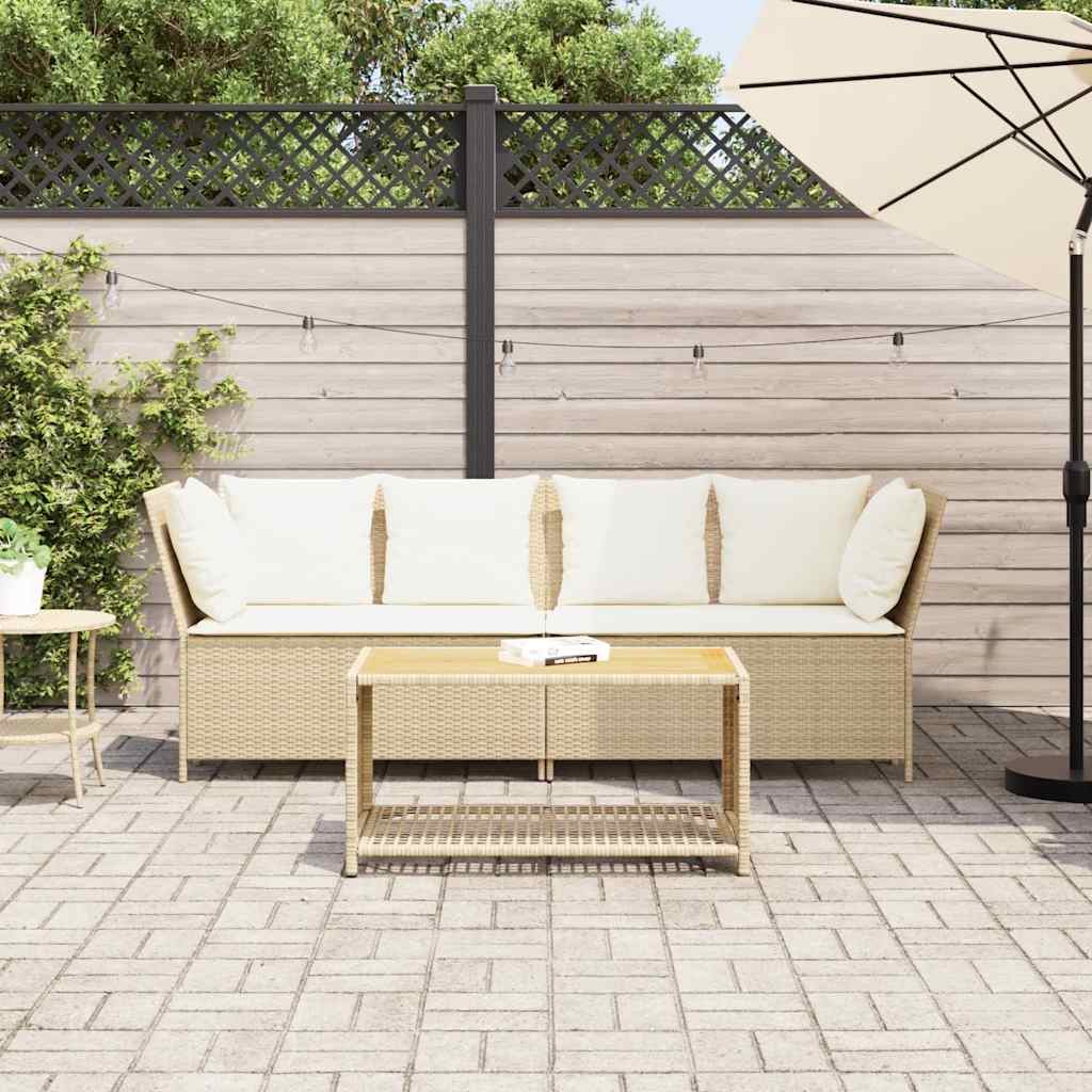 vidaXL Sofa ogrodowa z poduszkami beżowy polirattan
