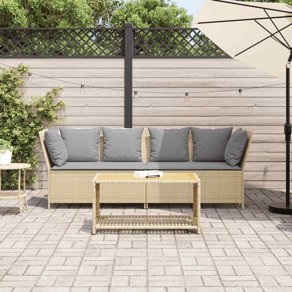 vidaXL Sofa ogrodowa z poduszkami beżowy polirattan